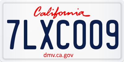 CA license plate 7LXC009