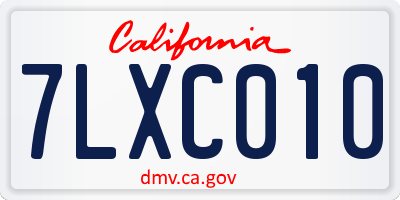 CA license plate 7LXC010