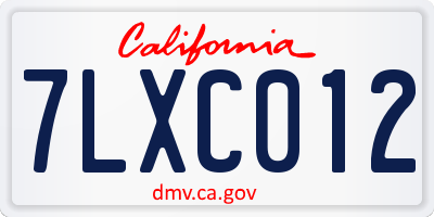 CA license plate 7LXC012