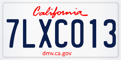 CA license plate 7LXC013