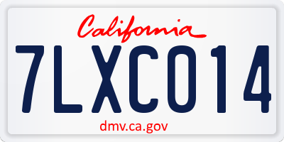 CA license plate 7LXC014