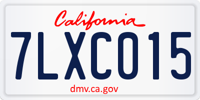 CA license plate 7LXC015