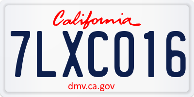 CA license plate 7LXC016