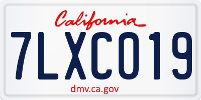 CA license plate 7LXC019