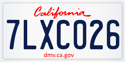 CA license plate 7LXC026