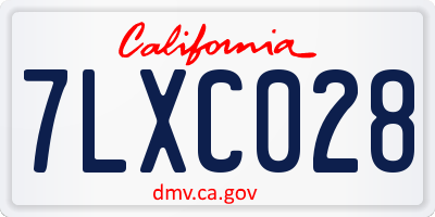 CA license plate 7LXC028
