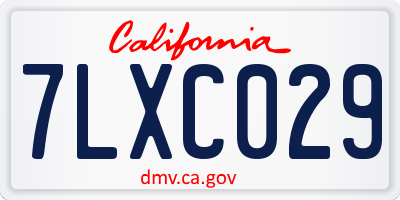 CA license plate 7LXC029
