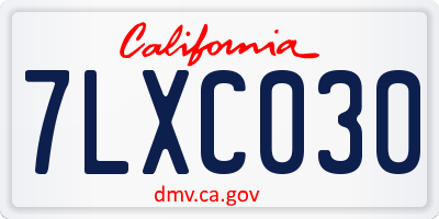 CA license plate 7LXC030
