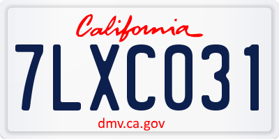 CA license plate 7LXC031