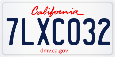 CA license plate 7LXC032