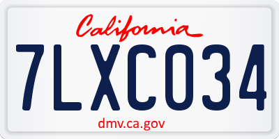 CA license plate 7LXC034