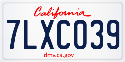 CA license plate 7LXC039