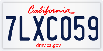 CA license plate 7LXC059