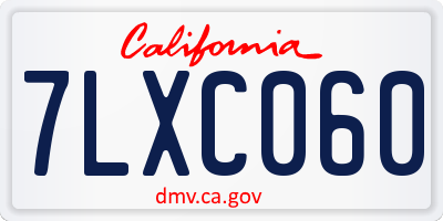 CA license plate 7LXC060