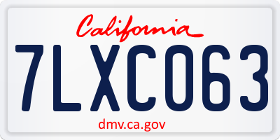CA license plate 7LXC063