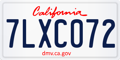 CA license plate 7LXC072