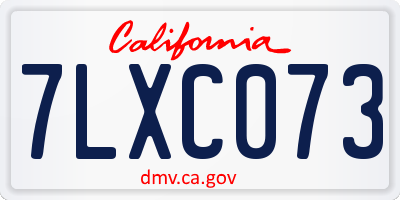 CA license plate 7LXC073