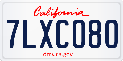 CA license plate 7LXC080