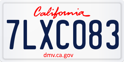 CA license plate 7LXC083