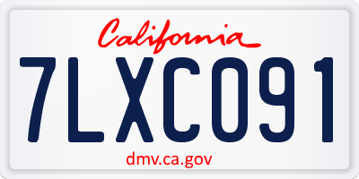 CA license plate 7LXC091