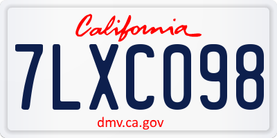 CA license plate 7LXC098