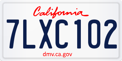 CA license plate 7LXC102