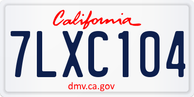 CA license plate 7LXC104