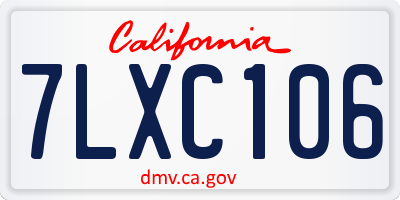 CA license plate 7LXC106
