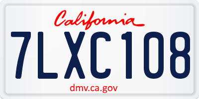 CA license plate 7LXC108