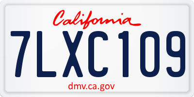 CA license plate 7LXC109
