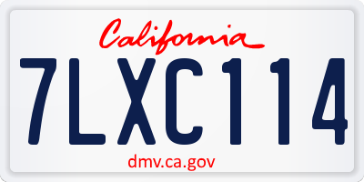 CA license plate 7LXC114