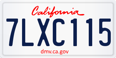 CA license plate 7LXC115