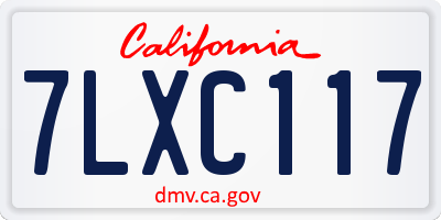 CA license plate 7LXC117
