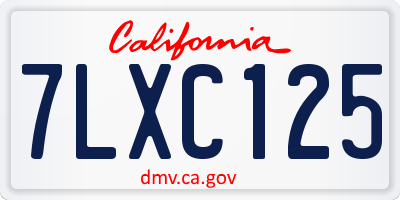 CA license plate 7LXC125