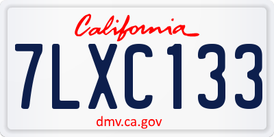CA license plate 7LXC133
