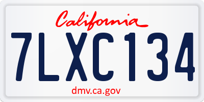 CA license plate 7LXC134