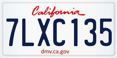 CA license plate 7LXC135