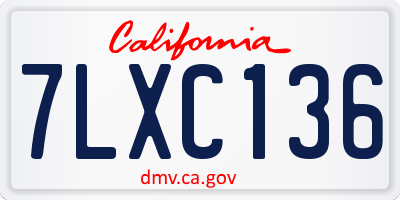 CA license plate 7LXC136