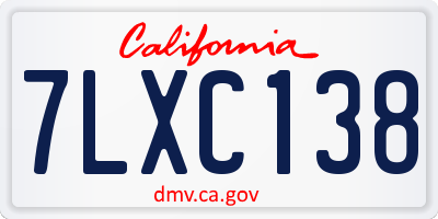 CA license plate 7LXC138
