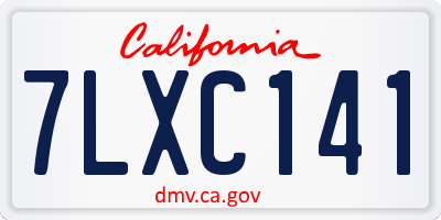 CA license plate 7LXC141
