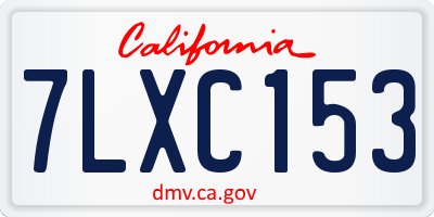 CA license plate 7LXC153
