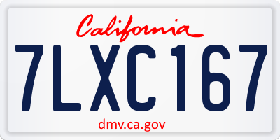 CA license plate 7LXC167