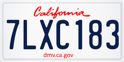 CA license plate 7LXC183