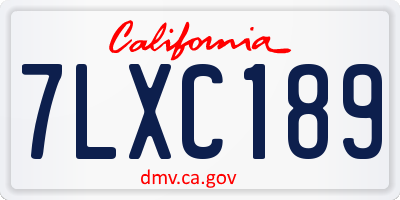 CA license plate 7LXC189