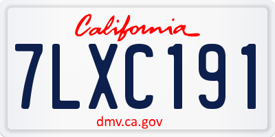 CA license plate 7LXC191
