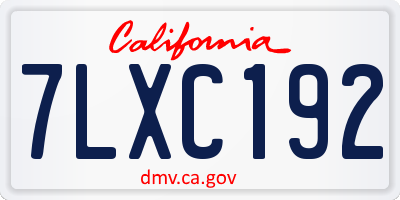 CA license plate 7LXC192