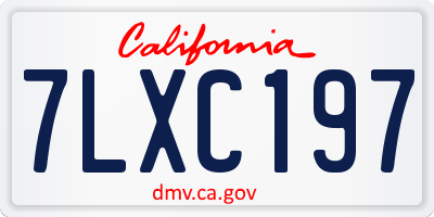 CA license plate 7LXC197