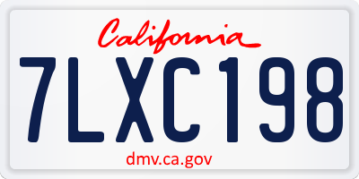 CA license plate 7LXC198