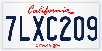 CA license plate 7LXC209