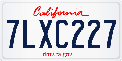 CA license plate 7LXC227